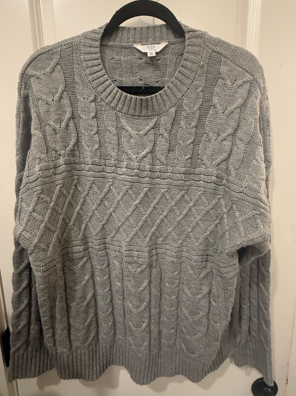Time and Tru Gray Cable Knit Chunky Sweater XXL 20